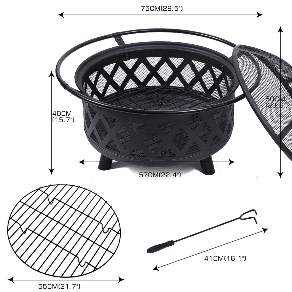Outdoor Fire Pit BBQ Portable Camping Fireplace Heater Patio Garden