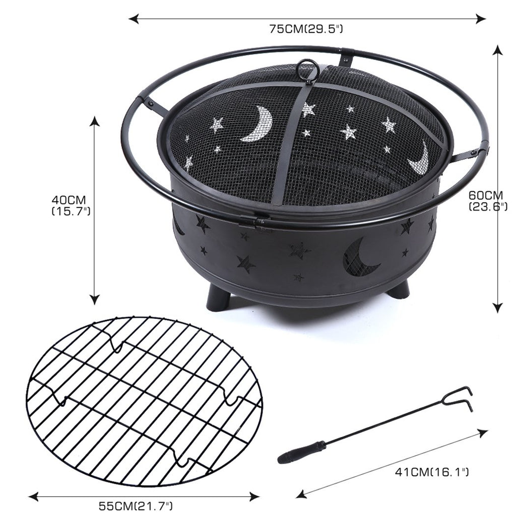 Outdoor Fire Pit BBQ Portable Wood Camping Fireplace Heater Patio