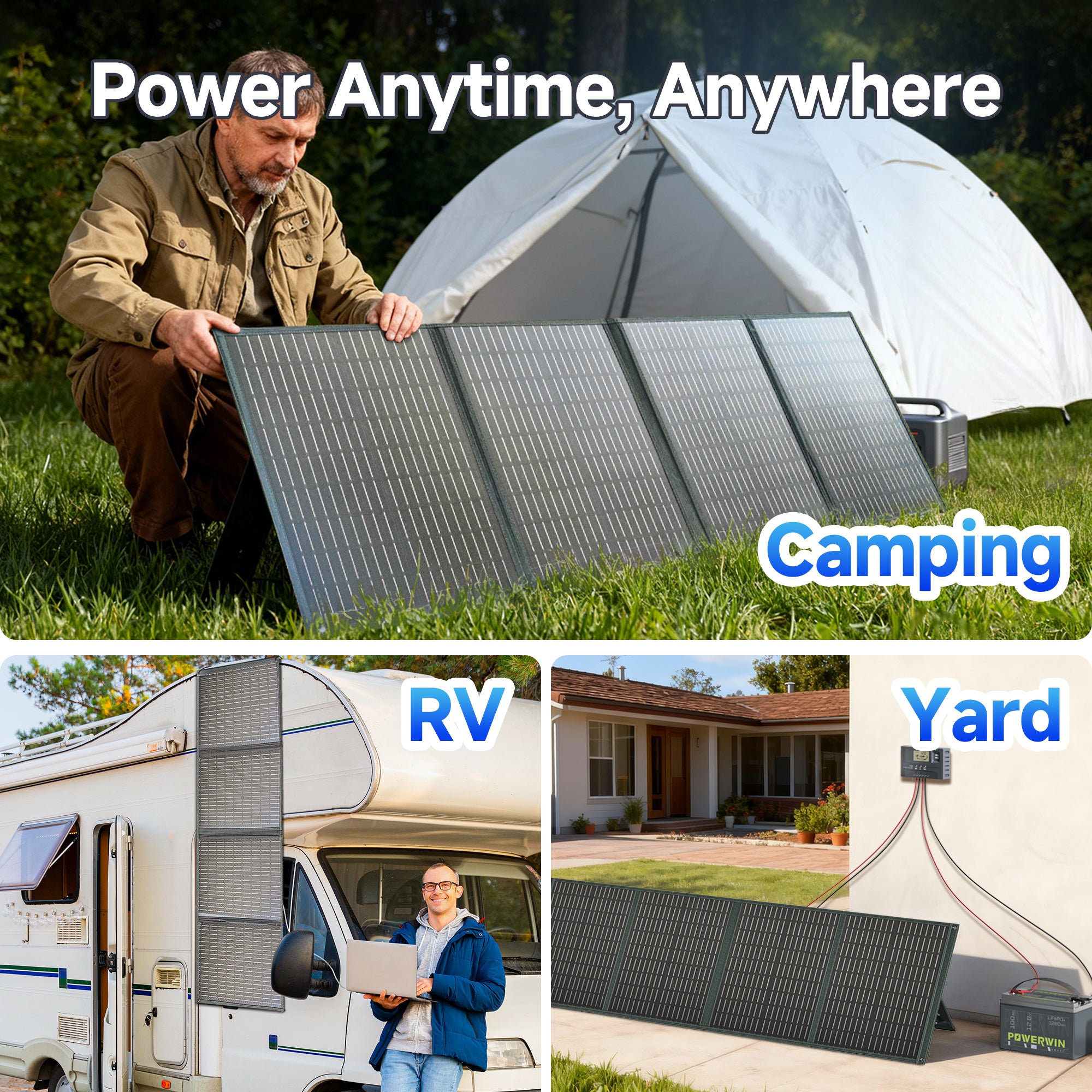 Powerwin Portable Solar panel 110W for outdoor camping & RV