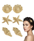 Beach Hair Clips Set Starfish Shell Design